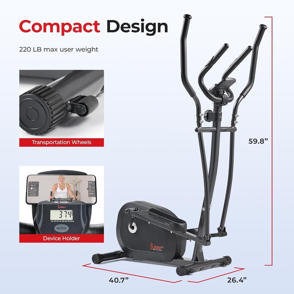 8-Level Resistance Indoor Elliptical Machine with Digital Performance Tracking
