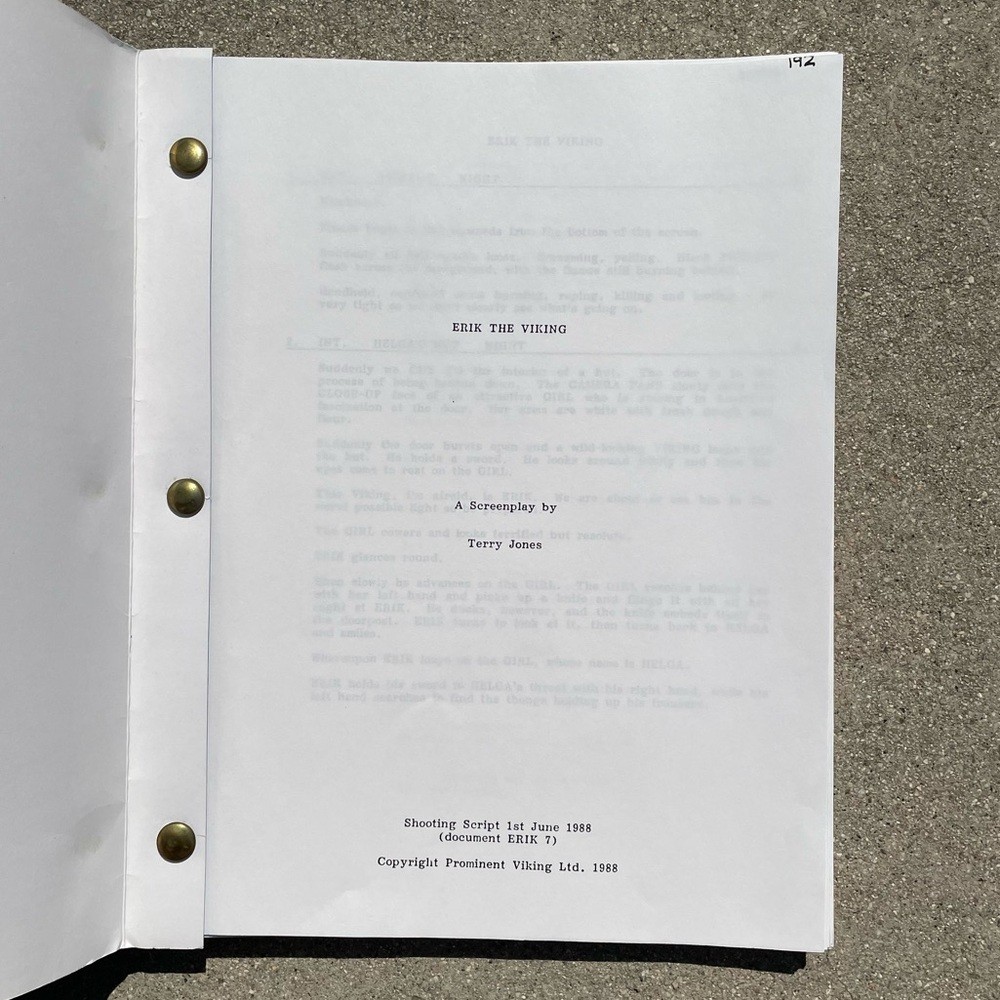 Erik The Viking 1988 Vtg Production Shooting Script Terry Jones Monty Python