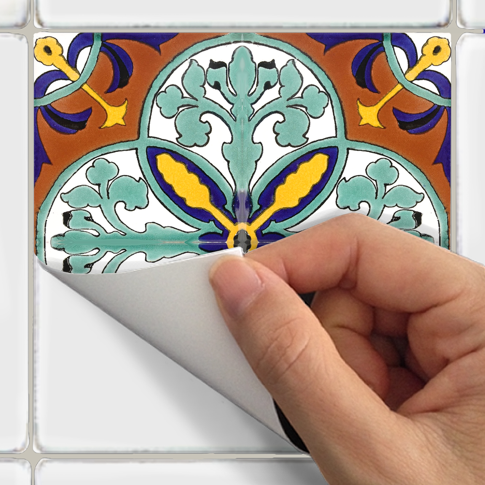 Tile Stickers for Kitchen Backsplash Floor Bath Removable Waterproof Mexican TR8