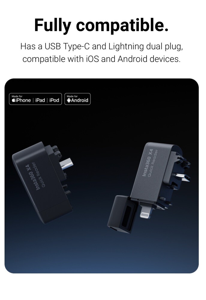 Original Insta360 X4 Quick Reader - Fast & Convenient Data Transfer