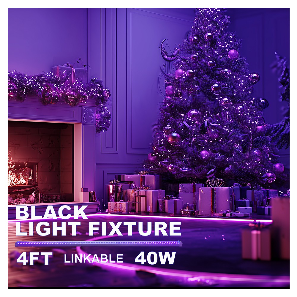 24 Pack 40W 4FT UV Led Black Light Bar DJ Stage Light Linkable Plug in and Play
