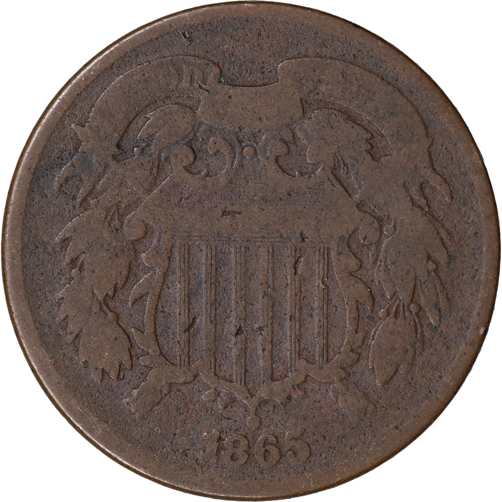 1865 2c Two Cent Piece - Plain 5 ~ Good Details