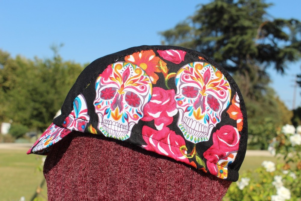 CYCLING CAP SKULL SUGAR  HANDMADE  ANY SIZE