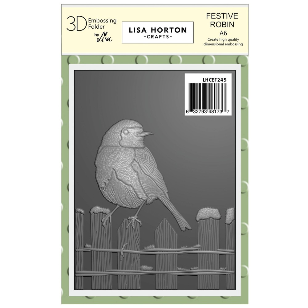 Lisa Horton Crafts A6 Embossing Folder-Festive Robin