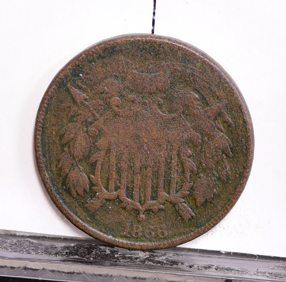 1866 Two Cent Piece - Good Details, Rough Surface (#56780-J)