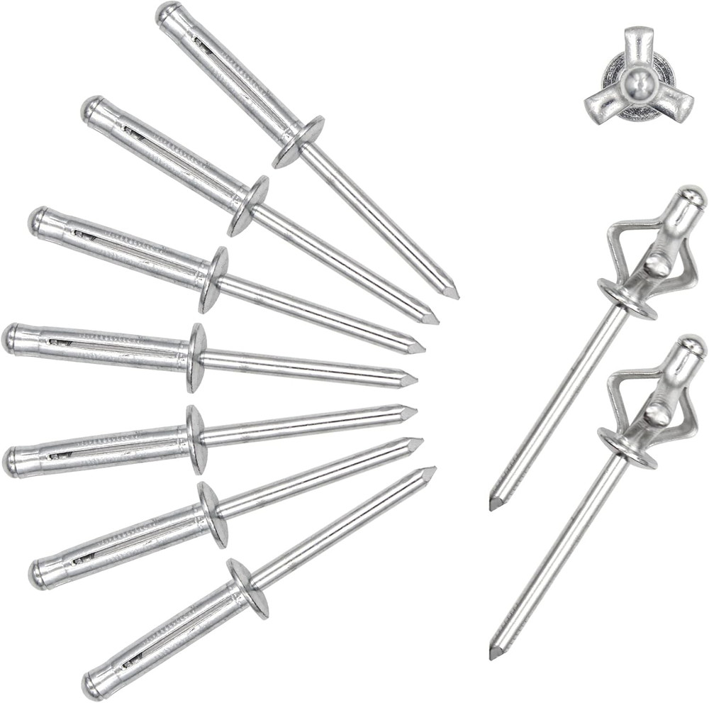 3/16" X 1" Tri-Fold Rivets Assortment - 50Pcs,Silver Tri-Fold Exploding Pop Rive