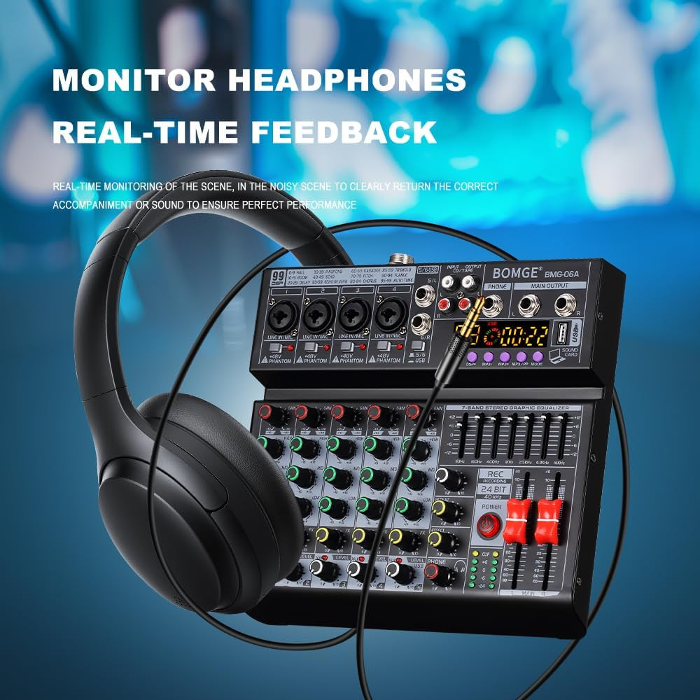 06A 6-Channel DJ Mixer with 99 DSP Effects & Bluetooth USB Interface