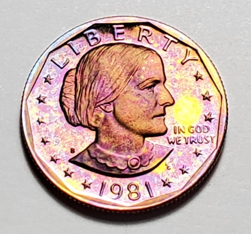 TONED 1981 S SUSAN B ANTHONY SBA DOLLAR PROOF UNC #C2453