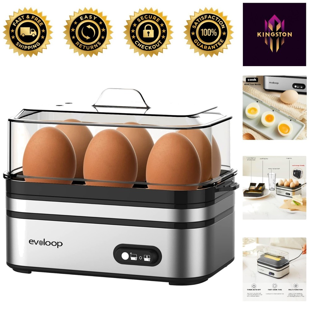 Multi-Functional Egg Cooker: Electric 6 Egg Capacity with Poaching Trays & More
