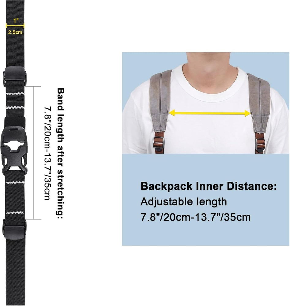 Backpack Chest Strap Add On, Elastic Backpack Sternum Strap, Heavy Duty Adjustab