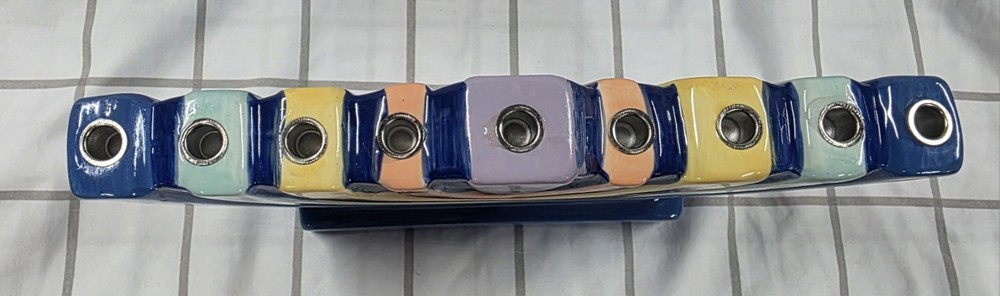 Ceramic Menorah; Tree Design With Sturdy Candle Holders