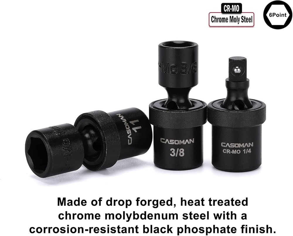 1/4 Inch Drive Master Impact Socket Set with Adapters, U-Joint, Extensions &...