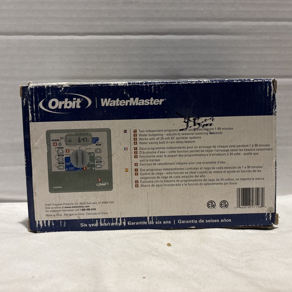 Orbit WaterMaster 6 Station Dual Program Sprinkler Timer Model 57196 - New