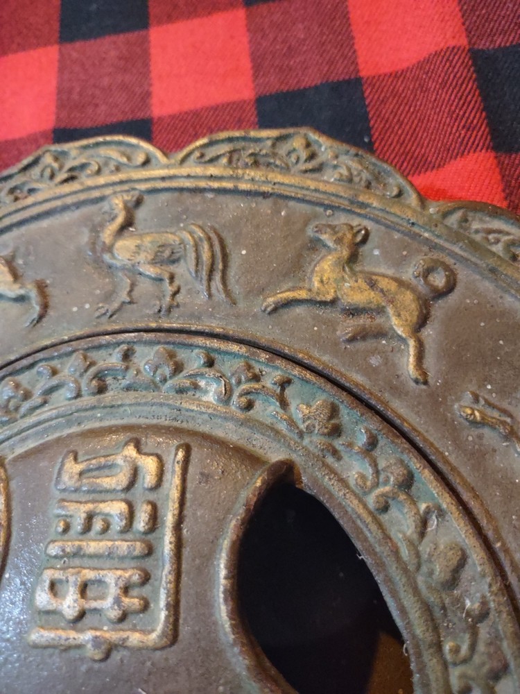 Chinese Calendar Incense Plate Cast Iron