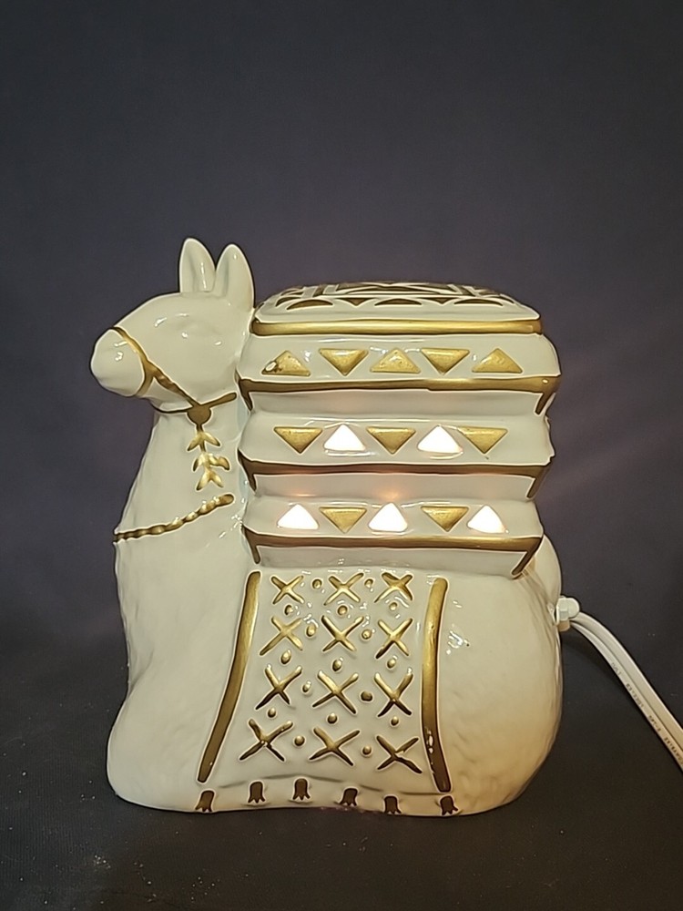 Camel With Howdah White Ceramic Figurine Vintage Night Light Working Condition
