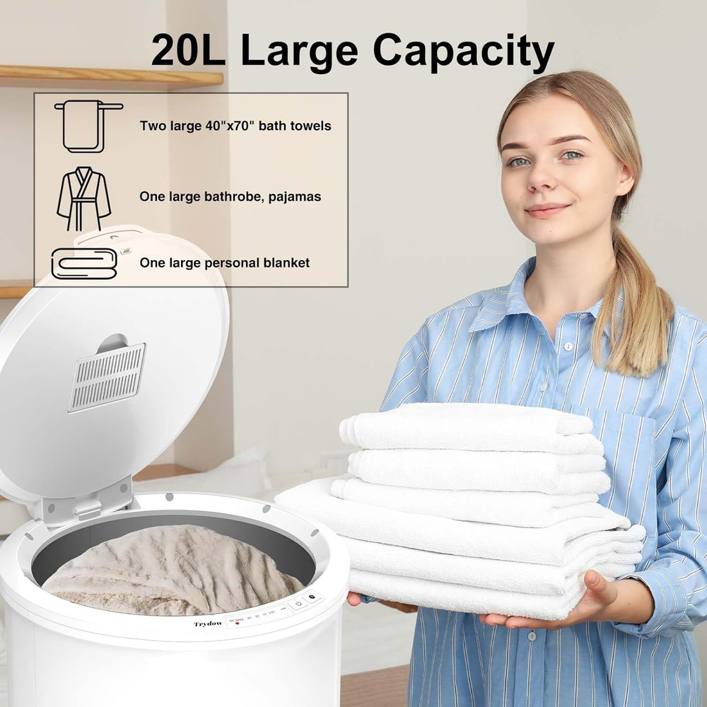 Ultra Large Capacity Towel Warmer Bucket, Rapid Heating with Timer, One-Button C