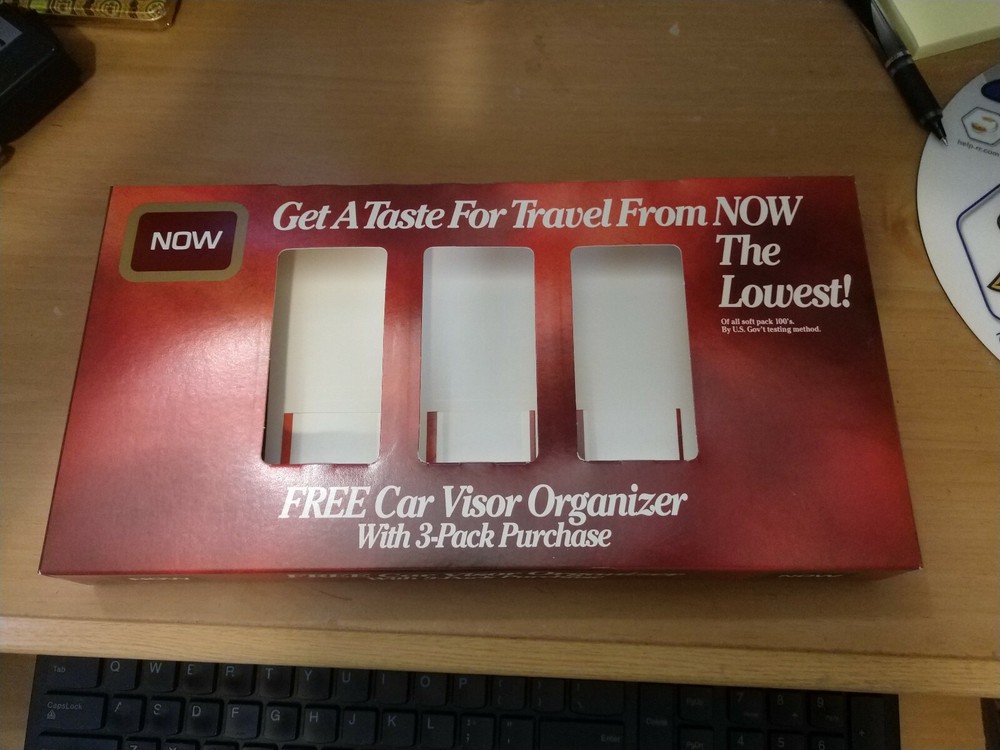 Now Cigarettes Car Visor Black Organizer New In Box