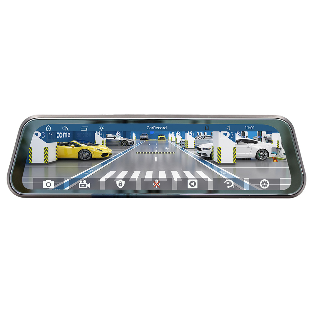 Car Rear View Mirror DVR Video Recorder Touch Screen For CarPlay Android Auto
