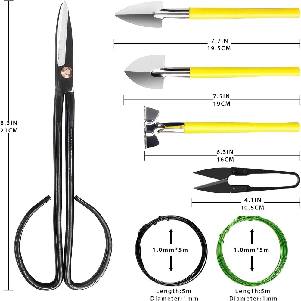 Bonsai Tools Set 7Pcs, MOSFiATA Bonsai Tree Tools Kit Succulent Trimming Tools I