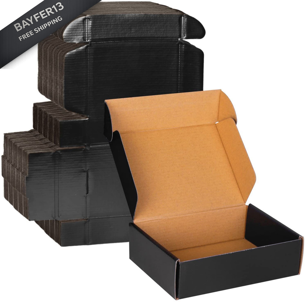 9x6x2 Black Cardboard Boxes - 30 Pack, Shipping & Mailing 9 x 6 x 2,
