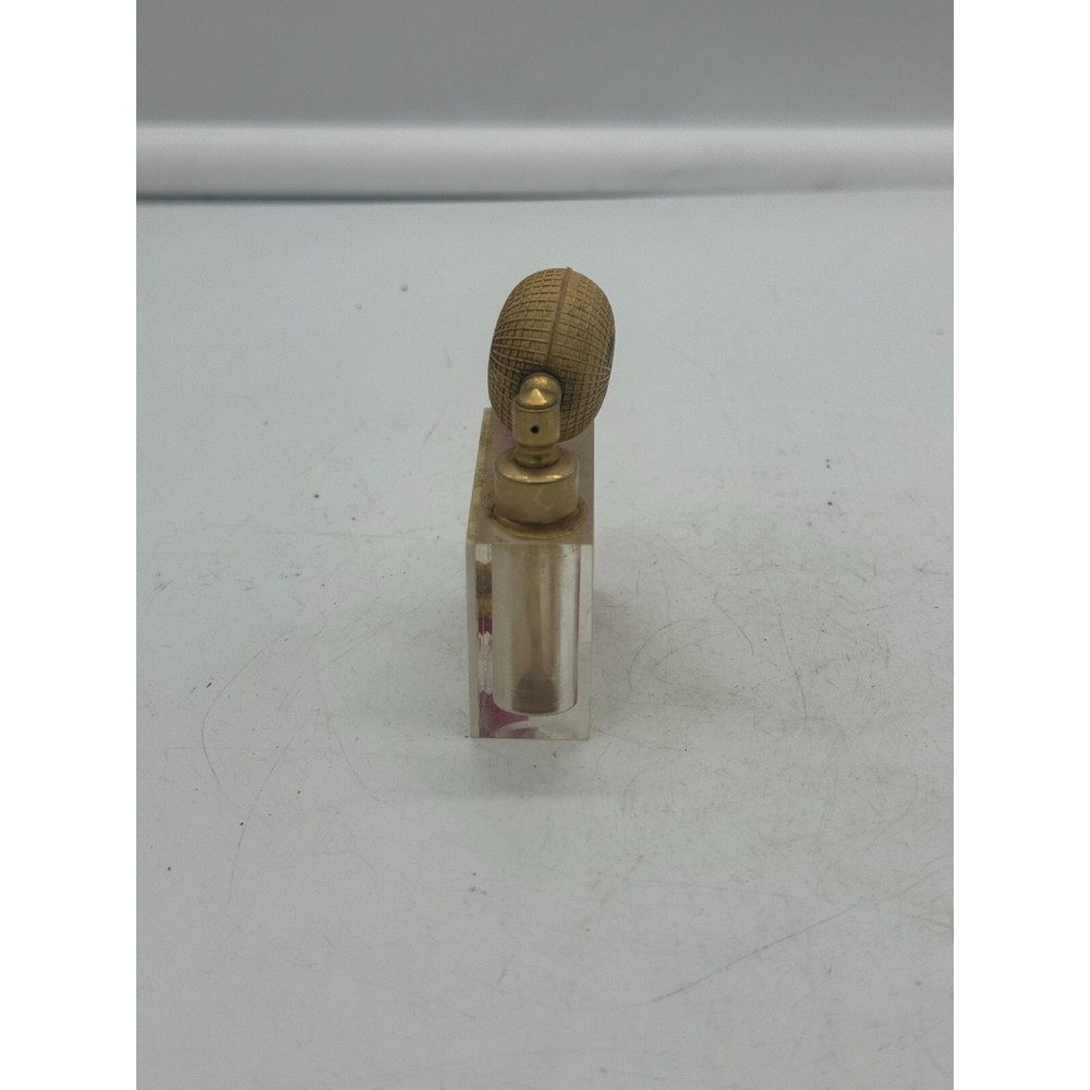 Vintage Lucite Perfume Bottle with Atomizer Rose READ