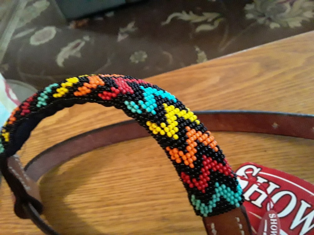New Western headstall beaded rainbow shaped ear