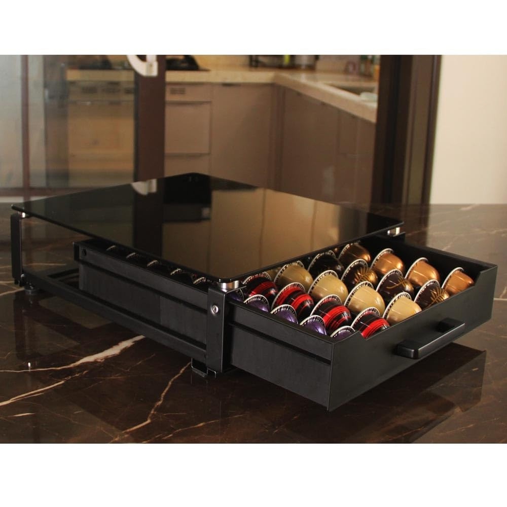 Black Temp glass drawer