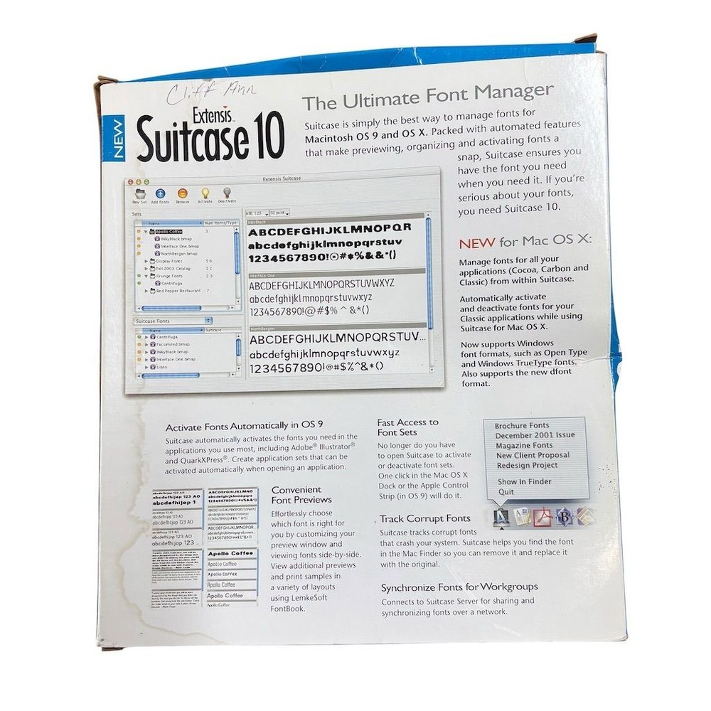 Extensis Suitcase 10 Font Manager Software for Mac OS CD English