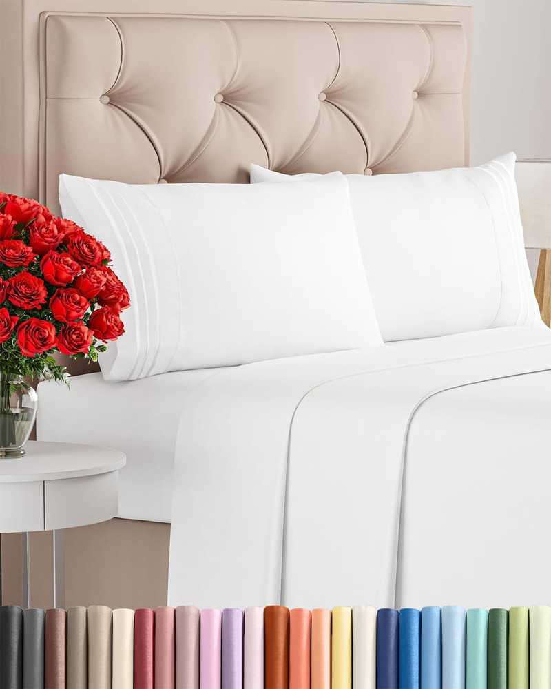 Queen Size 4 Piece Sheet Set - Comfy Breathable & Cooling Bed Sheets Set - Hotel