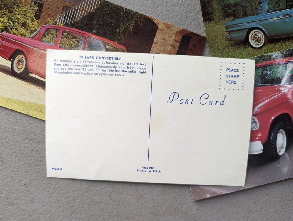 1962 Studebaker Post Cards 5 Models
