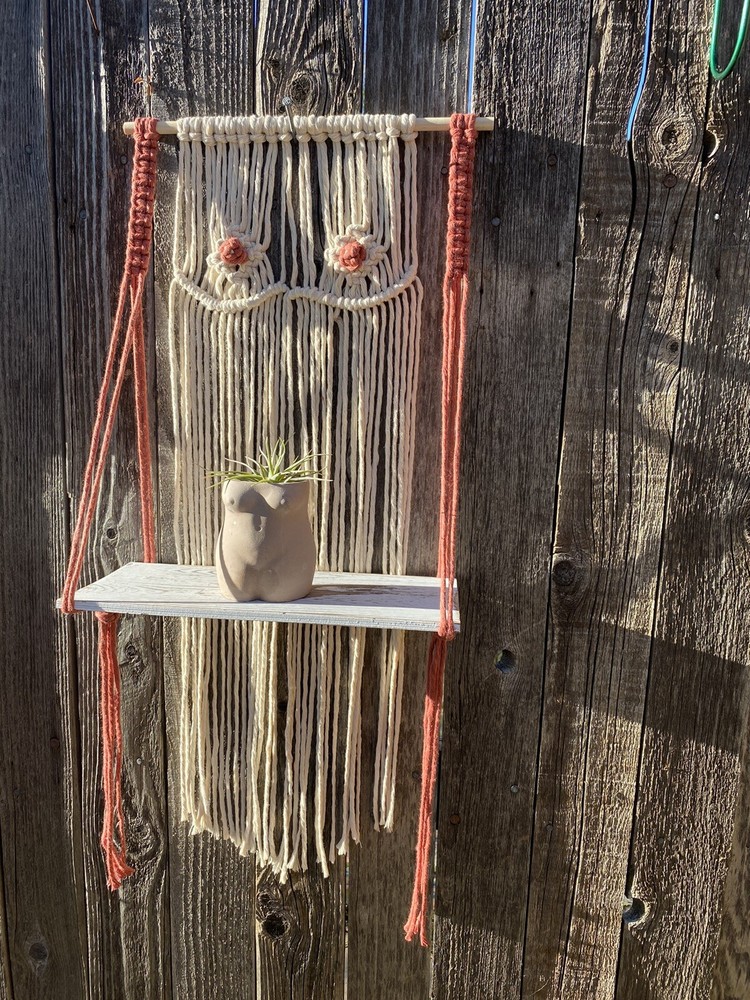 Macrame Shelf Female Fiber Art