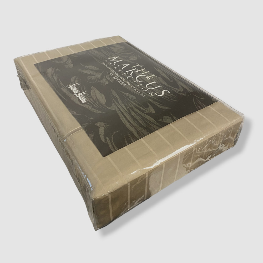 $300 Sferra Beige Full Marcus Collection 400-Thread Count Striped Bed Sheet Set