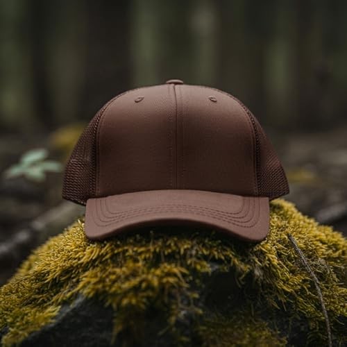Trucker Hat Baseball Cap Structured Plain Design 6 Panel, One Size 1pk Brown