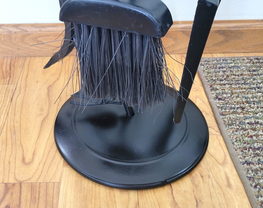 Vintage Black Wrought Iron Leaf Fireplace Tools Set