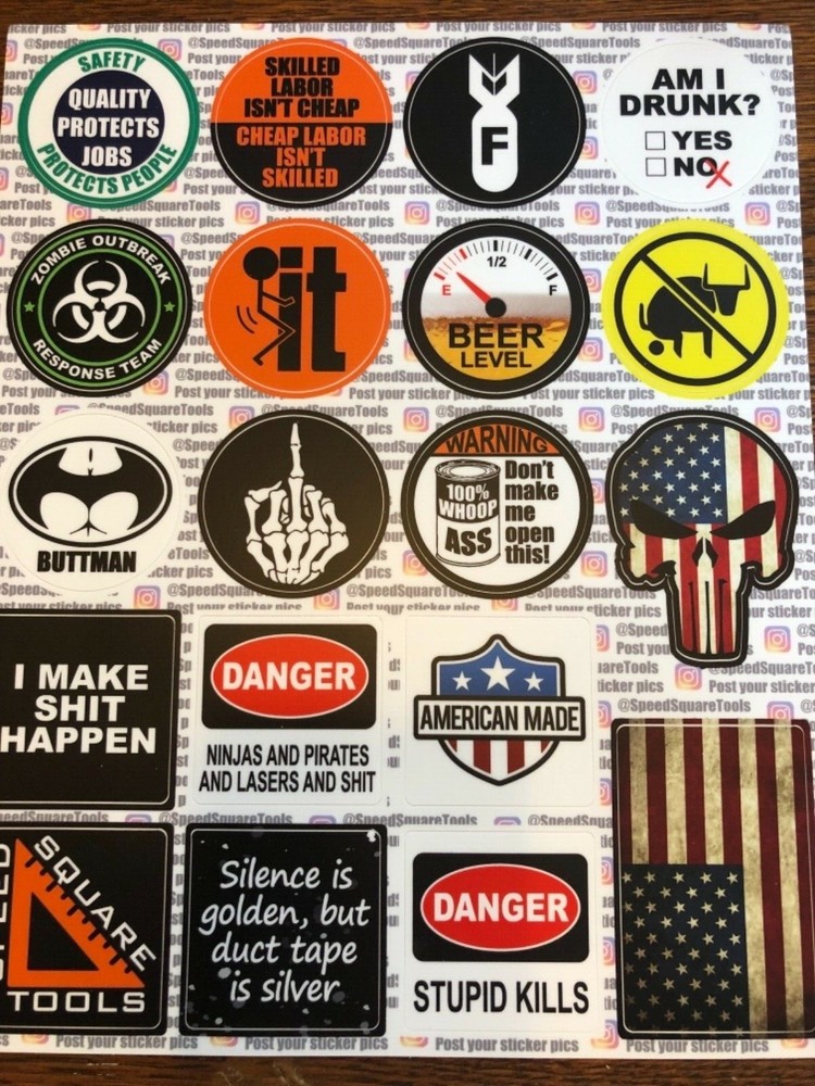 Hard Hat Stickers | 20 Pack | Tools, Construction, Union, Helmet, Hilarious, fun