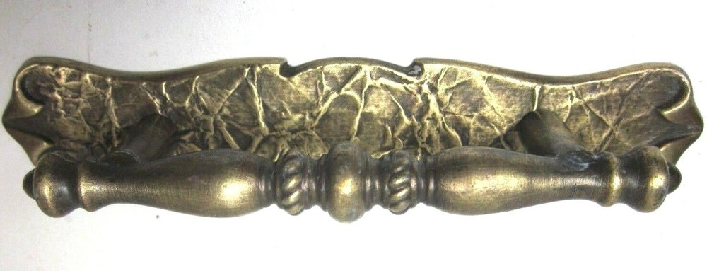 Amerock 176 Carriage 1971 Dark Hammered Brass Pull Handle & Backplate 3" Centers