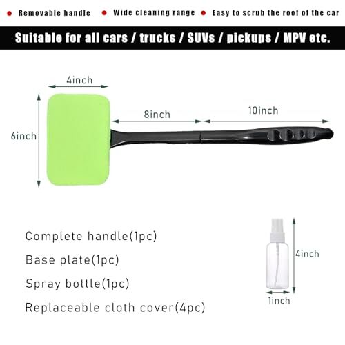 Car Windshield Cleaning Tool, Microfiber Auto Window Cleaner Set with 4