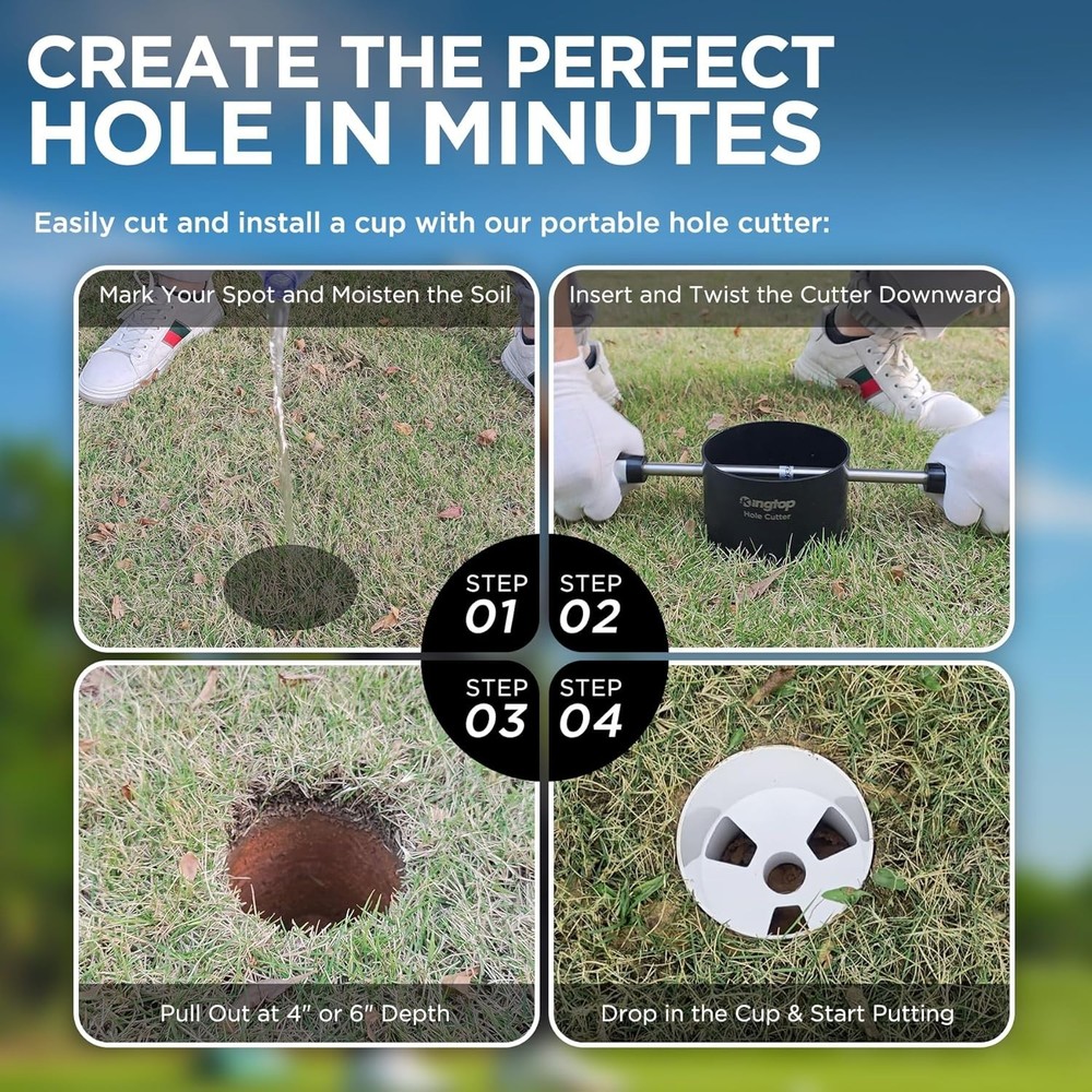 Foldable Golf Hole Cups with Drainage - Perfect for Practice Greens - 2 Count