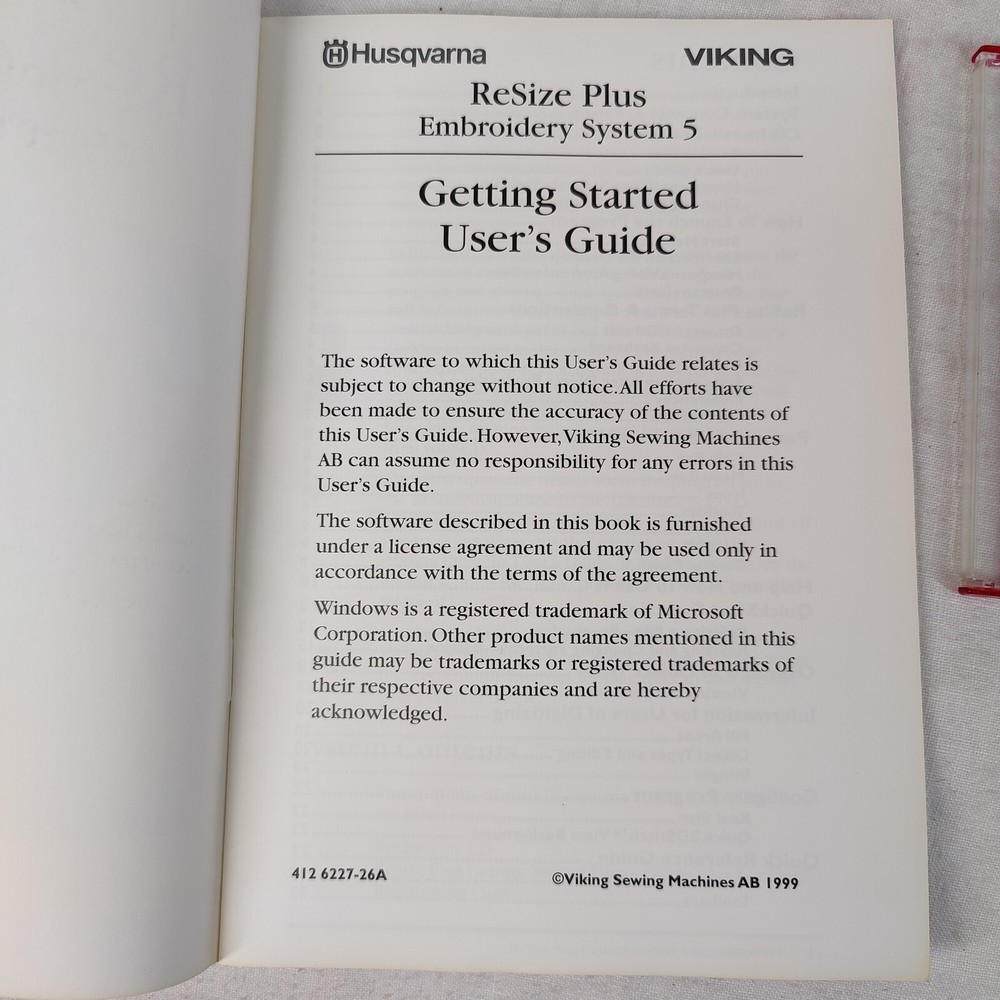 Husqvarna Viking ReSize Plus Embroidery System 5 Software CD Windows 95 98 NT