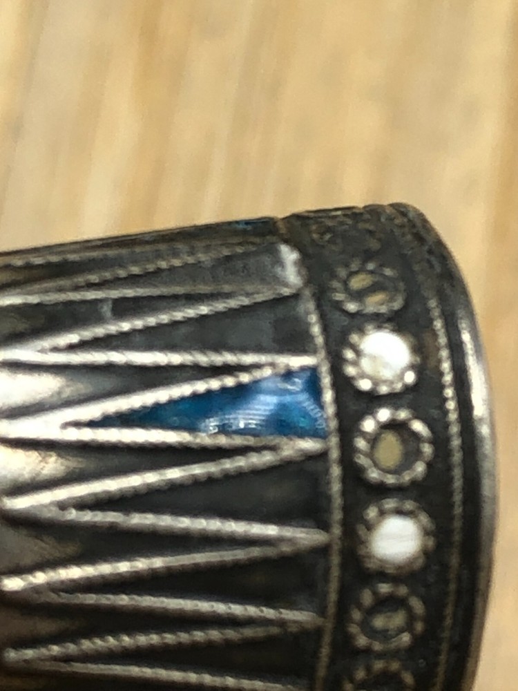 Vintage Sterling Silver Thimble - Bermuda- with chipped enamel work