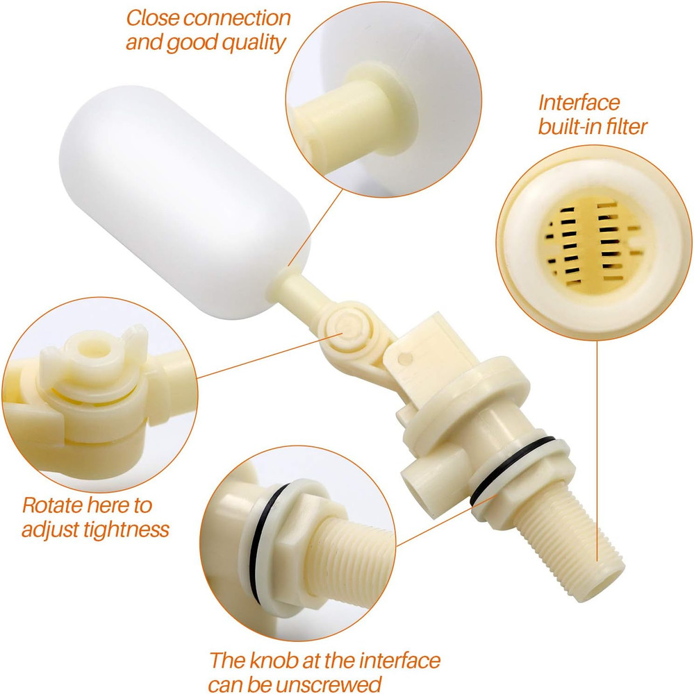 2 Pack Float Valve 1/2 Inch Water Float Ball Valve with Adjustable Arm Filter fo