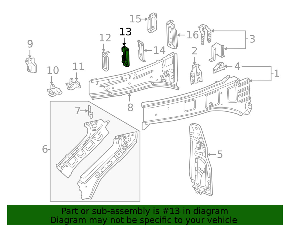 Genuine Passenger Side Front Compartment Front Side Rail Reinforcement 84543107