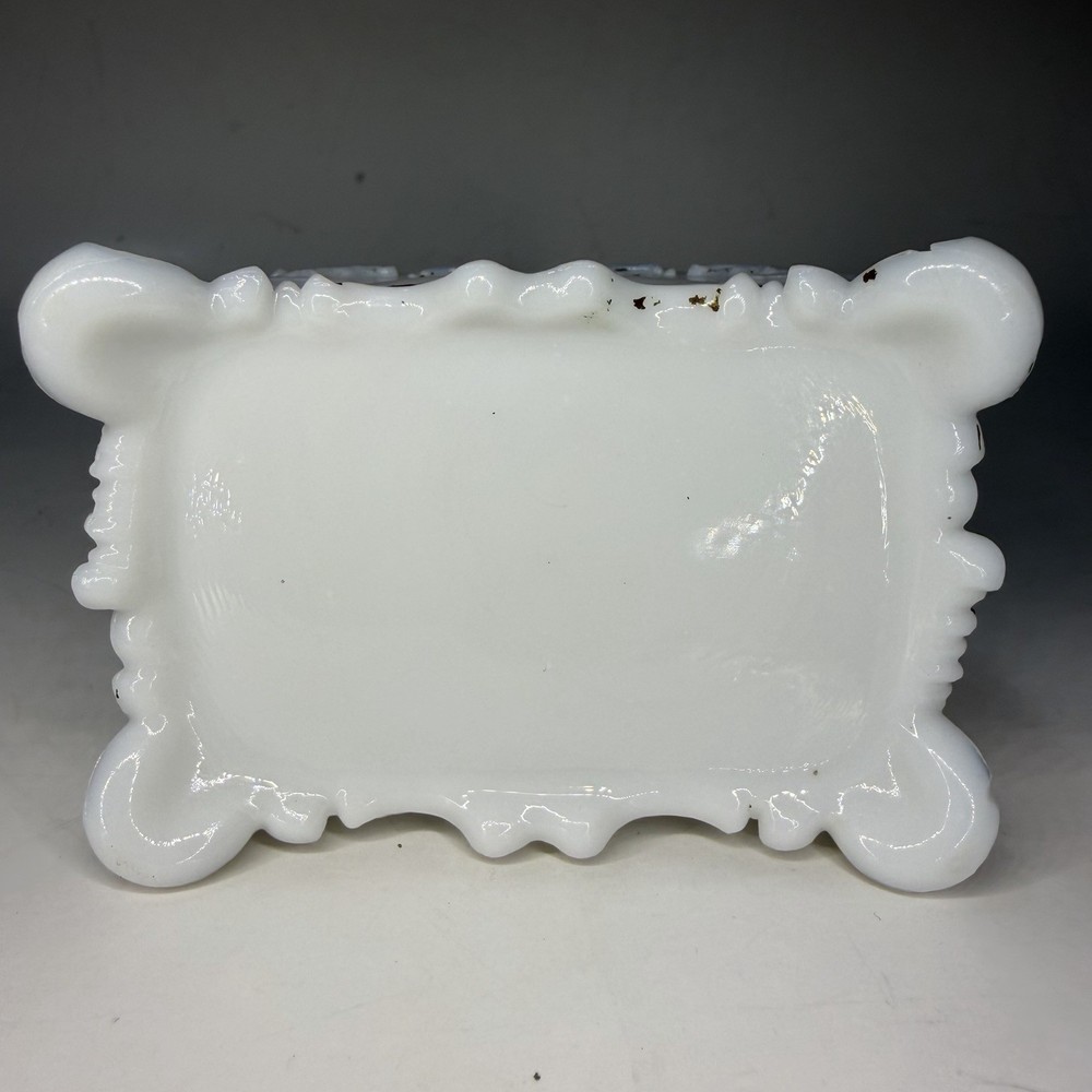 Antique Dithridge Milk Glass Vanity Dish