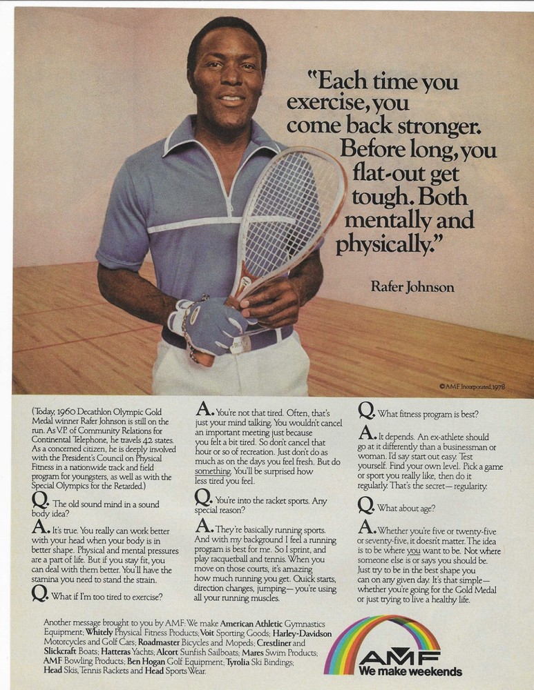 OLYMPICS  RAFER JOHNSON   AMF  ORIGINAL PRINT AD