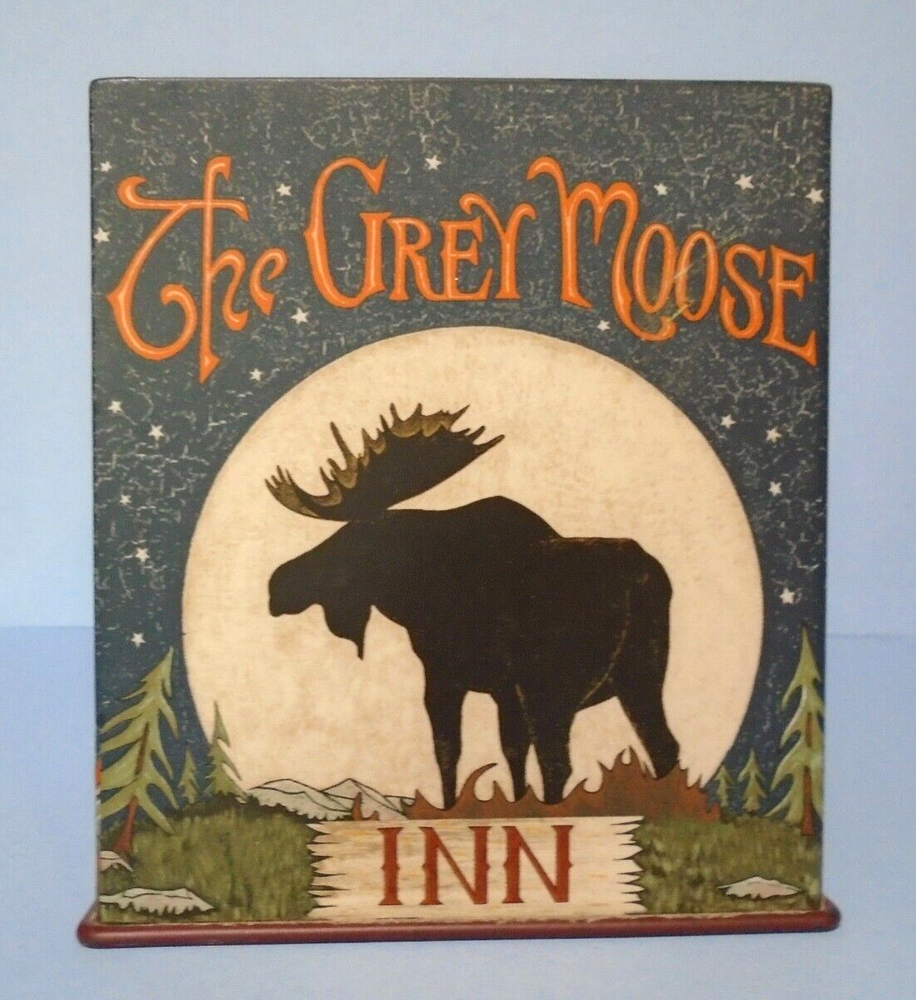 Rustic Moose/Bear Bathroom Set Tissue BoxHolder-Toothbrush Holder-3 Trees