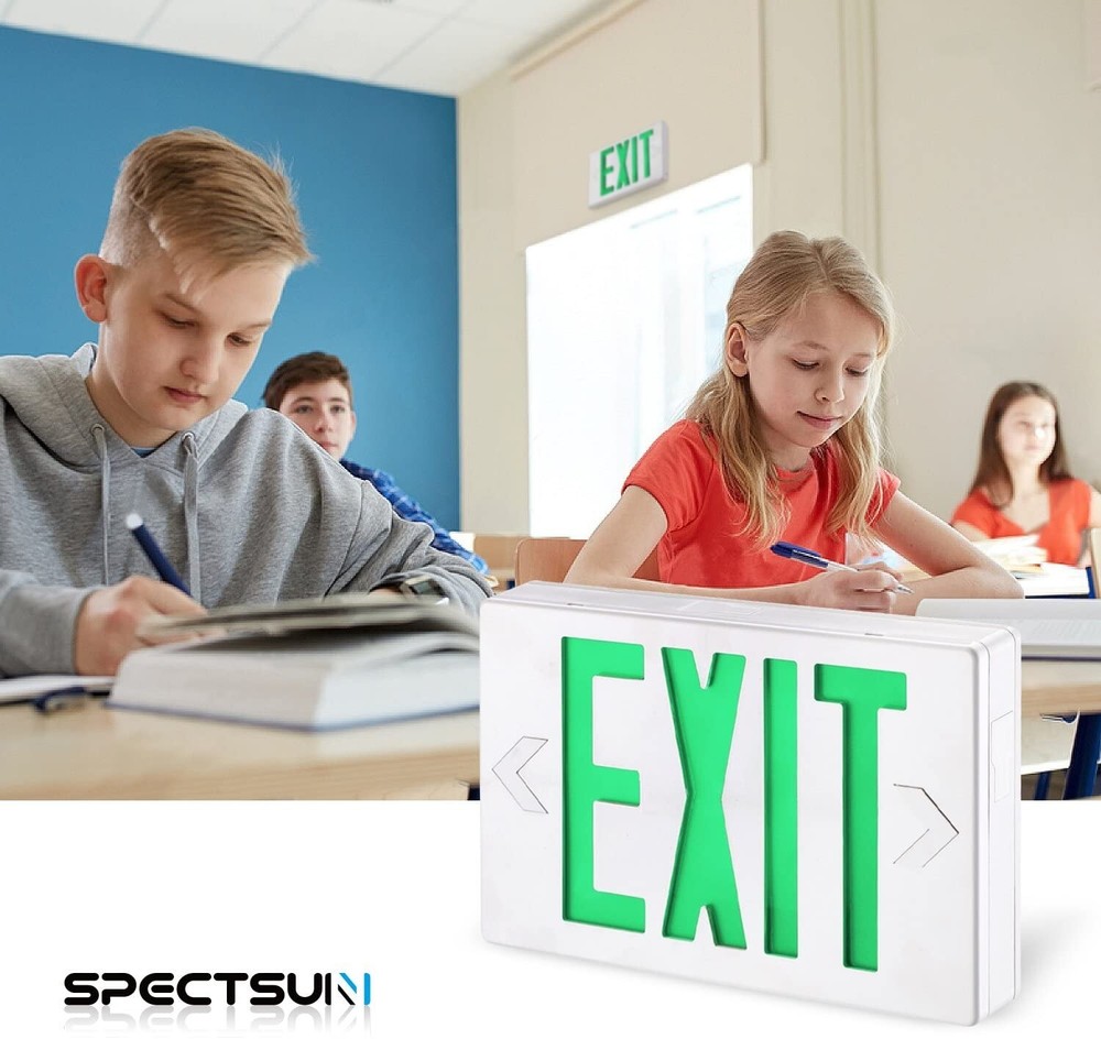Spectsun 1 Pack Led Green Exit Sign with Emergency Lighted For Exit Lights.