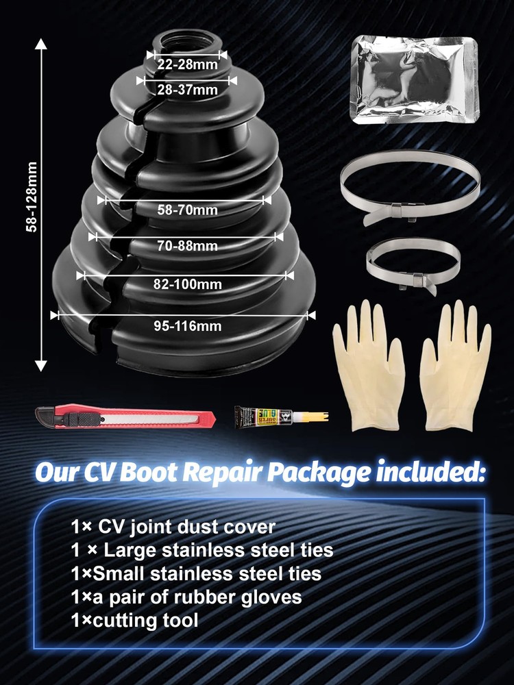 CVS18 CV Boot Split Constant Velocity Joint Gaiter Boot Replacement Kit, Incl...