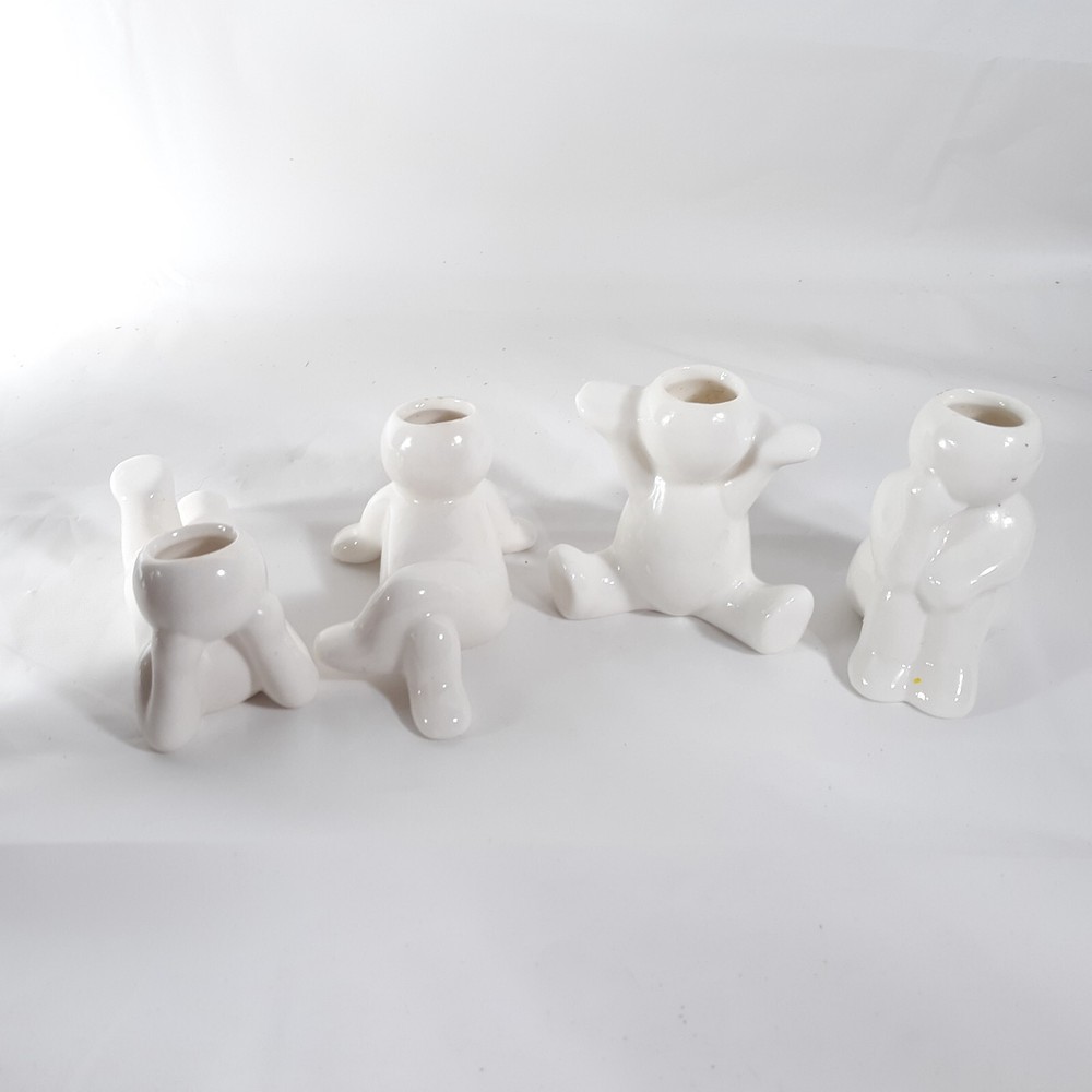 Small Human People Planters White Ceramic 4 Planters