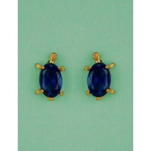 14k Yellow Gold Turtle Birthstone Stud Earring