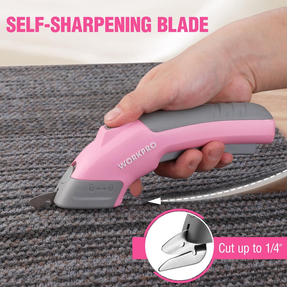 WORKPRO 4V Cordless Electric Scissors 2 blade Rechargeable Powerful shear Cutter